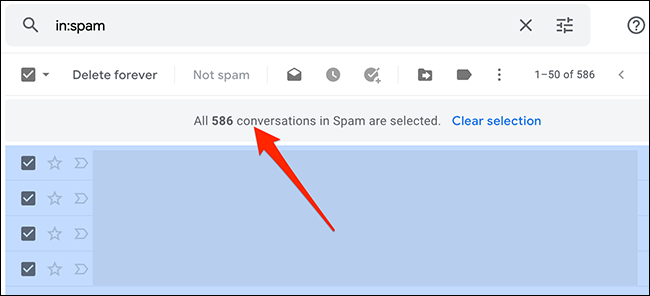 Todos los correos electrónicos de una carpeta se seleccionan en Gmail.