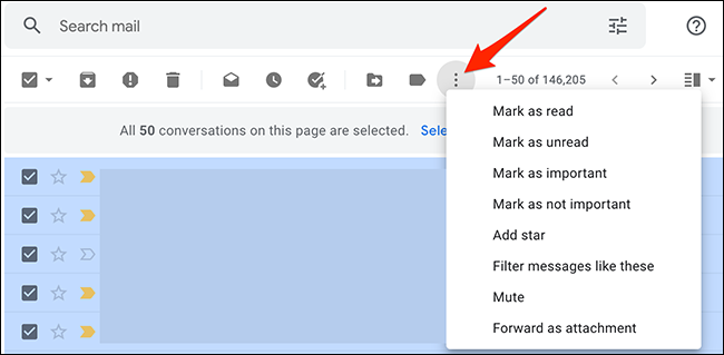 Más acciones para aplicar a los correos electrónicos en Gmail.