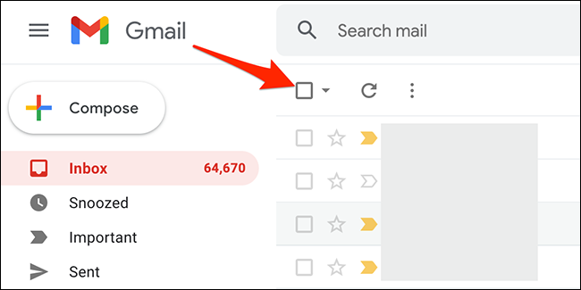 Haga clic en la opción "Seleccionar" en Gmail.