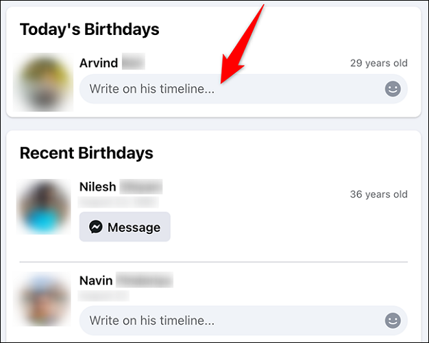 Vea los cumpleaños de sus amigos en el sitio de Facebook.