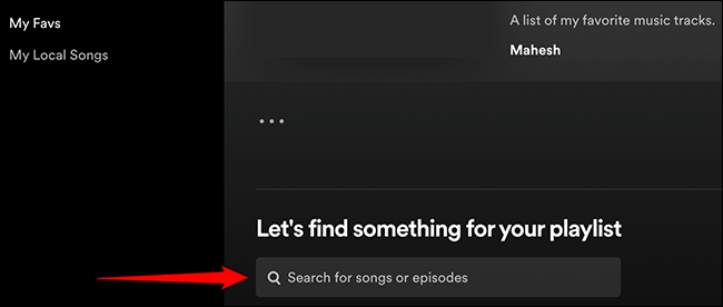 Haga clic en "Busquemos algo para su lista de reproducción" en Spotify.