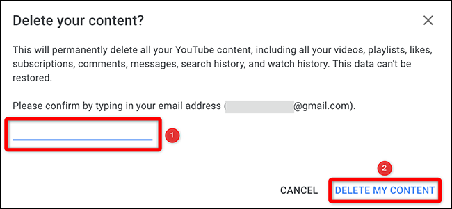 Ingrese la dirección de correo electrónico y seleccione "Eliminar mi contenido" en la ventana "Eliminar su contenido".