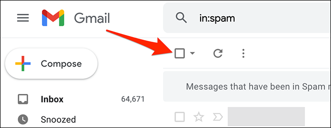 Haga clic en la opción "Seleccionar" en Gmail.