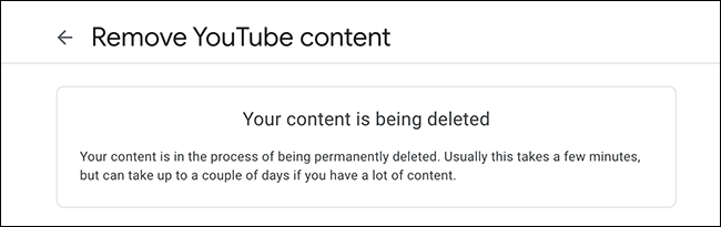 Mensaje de YouTube que indica que se está eliminando su canal.