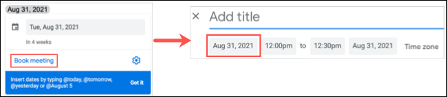 Haga clic en Reservar reunión para programar un evento en Google Calendar.
