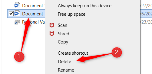 Haga clic con el botón derecho en el archivo y luego haga clic en Eliminar.
