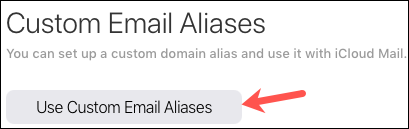 Haga clic en Usar alias de correo electrónico personalizados