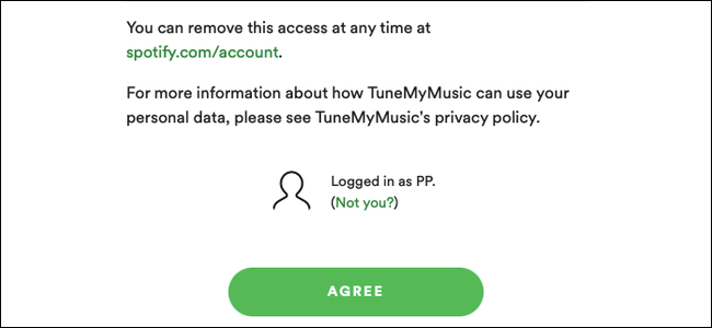 Haga clic en "Aceptar" para permitir que Tune My Music acceda a su cuenta de Spotify.