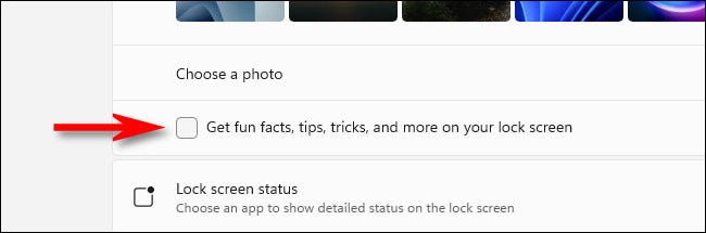 Desmarque "Obtener datos divertidos, consejos, trucos y más en la pantalla de bloqueo".