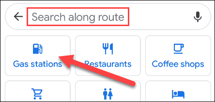 Seleccione "Gasolineras" o haga una búsqueda.