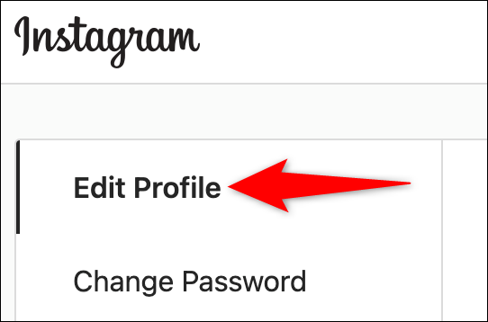 Seleccione "Editar perfil" en la configuración del sitio de Instagram.