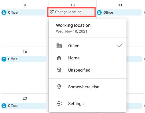 Cambiar una ubicación en Google Calendar