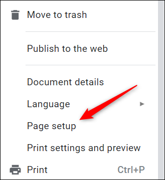 Haga clic en Configurar página en el menú desplegable.