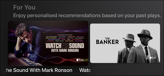 Sección "Para ti" en la interfaz de Apple TV.