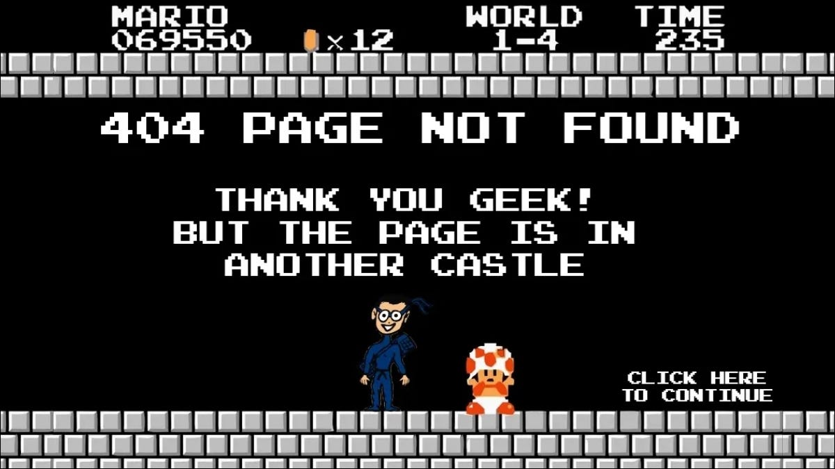 How-To Geek 404 Imagen de Mario