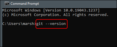 Ejecute el comando para verificar su versión de Git.