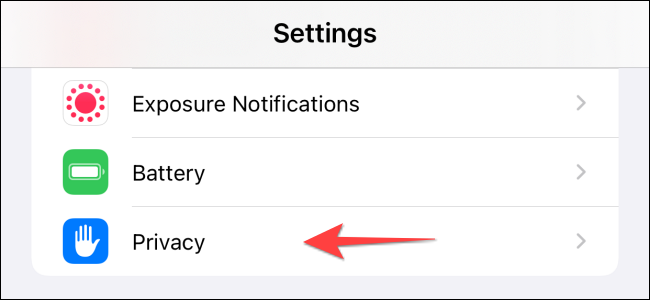 Seleccione "Privacidad" en la aplicación "Configuración".