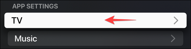 Seleccione "TV" en la sección "Configuración de la aplicación".