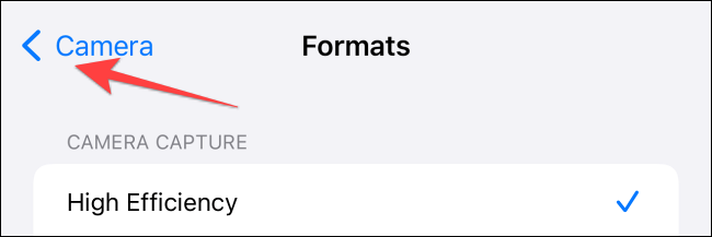 Toque "Cámara" en la esquina superior izquierda para volver al menú anterior.