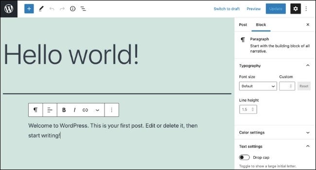Editor visual de WordPress