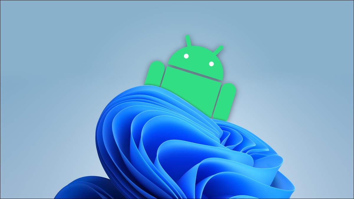 Windows 11-Hintergrundbild mit Android-Roboter.