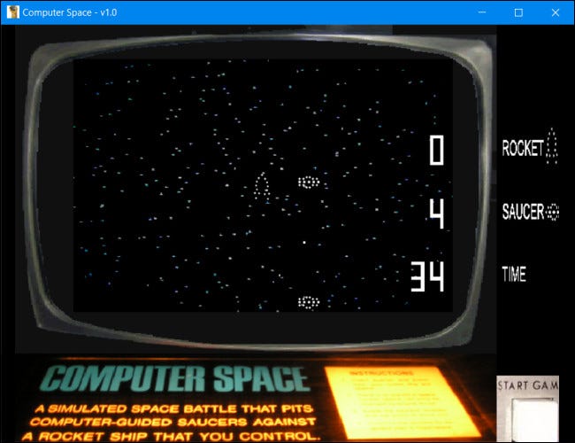 Un Computer Space Simulator que se ejecuta en Windows.
