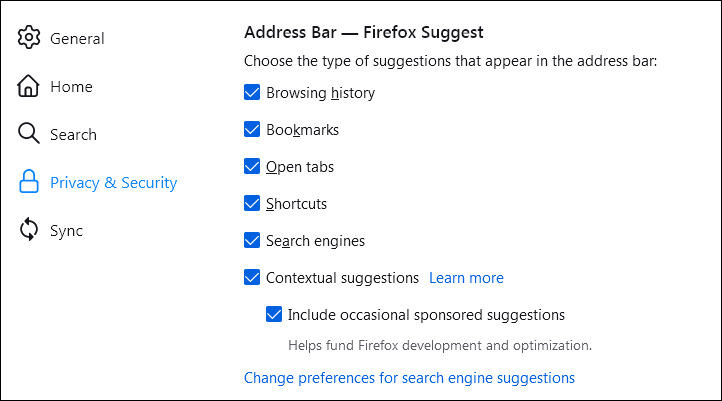 Sugerencia de Firefox