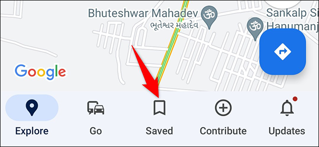 Toca "Guardado" en la aplicación Google Maps.