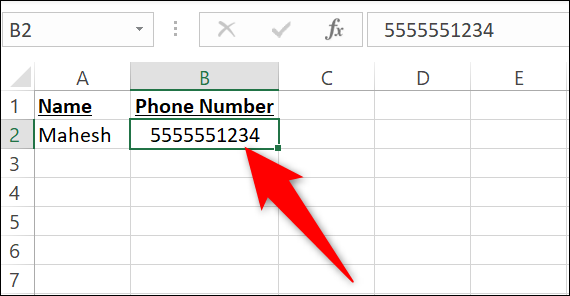 Seleccione las celdas que contienen un número de teléfono en Excel.
