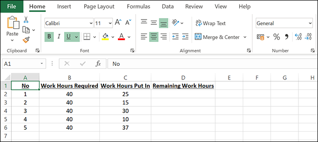 Una hoja de cálculo en Excel.