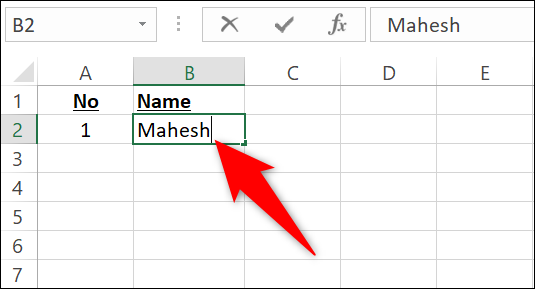 Escriba texto en una celda en Excel.