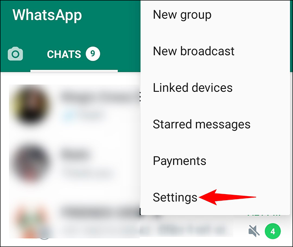 Abra "Configuración" en WhatsApp.