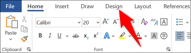 Haga clic en la pestaña "Diseño" en Word.
