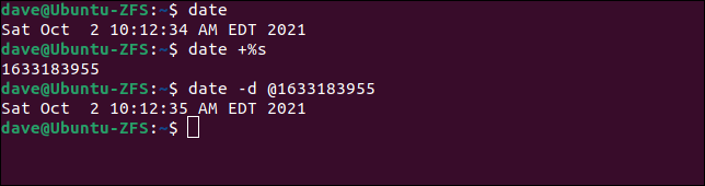 Usando fecha para mostrar los segundos desde la época de Unix