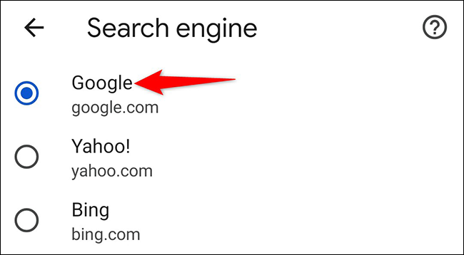 Seleccione un motor de búsqueda que no sea de Yahoo.