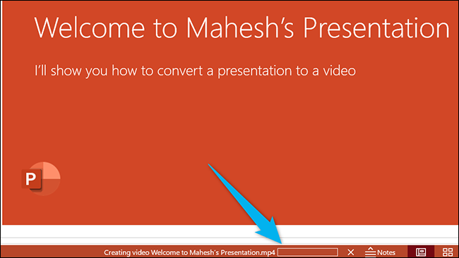 Progreso de conversión de video en PowerPoint.