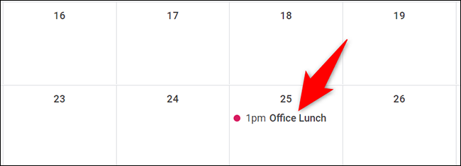 Seleccione un evento existente en Google Calendar.