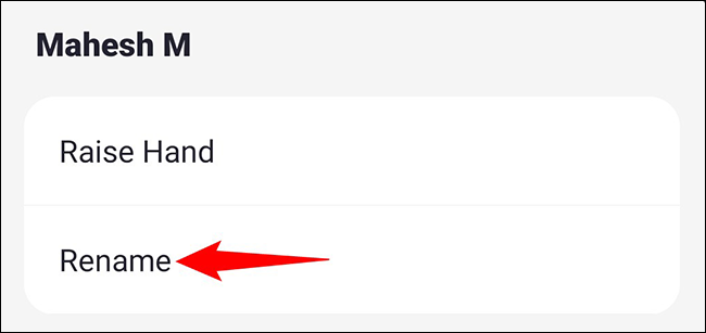Toca "Cambiar nombre" en el menú.