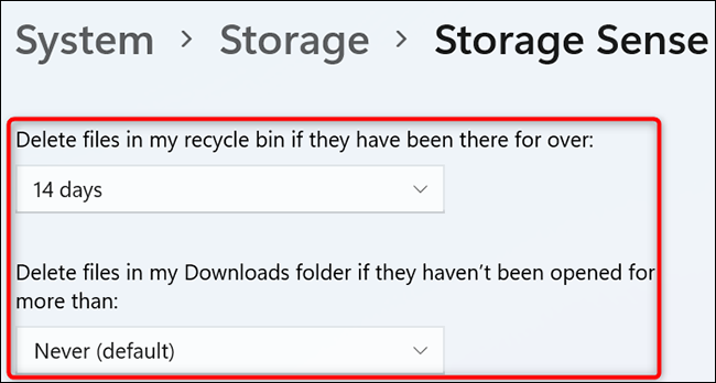 Configure la función Storage Sense.