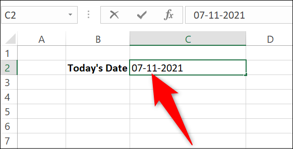 La fecha de hoy en una celda en Excel.