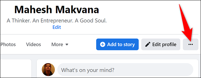 Haga clic en los tres puntos en la página de perfil.