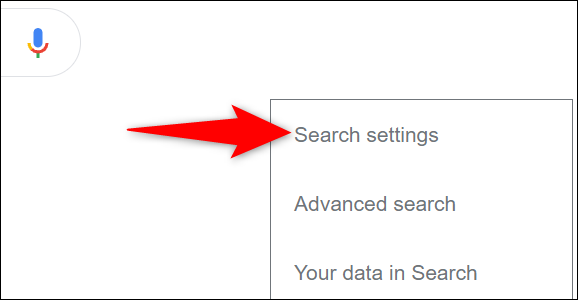 Seleccione "Configuración de búsqueda" en el menú "Configuración".