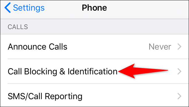 Seleccione "Identificación y bloqueo de llamadas" en la página "Teléfono".