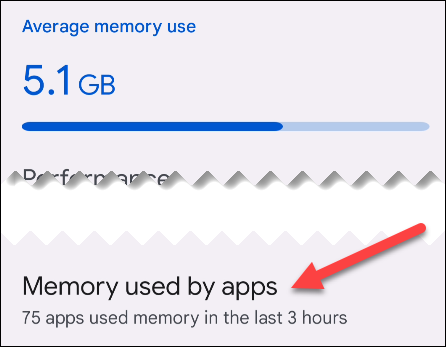 Seleccione "Memoria utilizada por las aplicaciones".