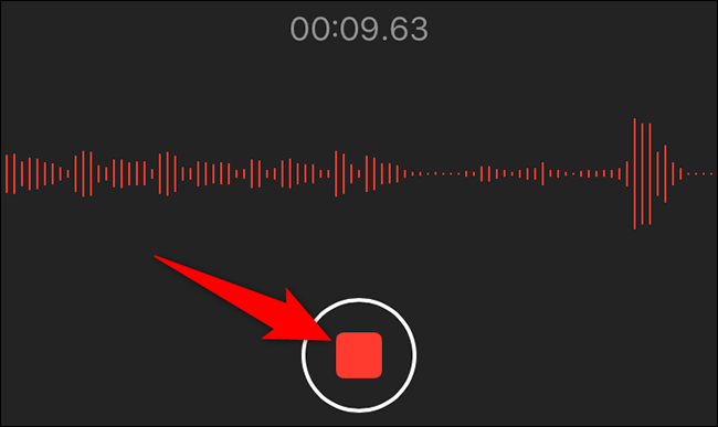 Toque el botón rojo de detener en las notas de voz.