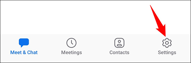 Toque "Configuración" en la aplicación móvil de Zoom.