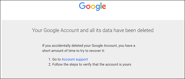 Se eliminó una cuenta de Google.