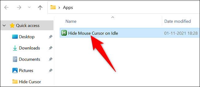 Ejecute la aplicación Windows Cursor Hider.