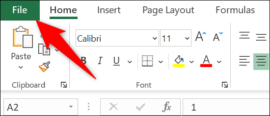 Haga clic en "Archivo" en la esquina superior izquierda de Excel.