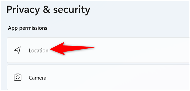 Seleccione "Ubicación" en la página "Privacidad y seguridad".